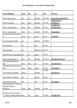 Liste Der Selbsthilfegruppen Im Landkreis Rastatt Und Stadtkreis Baden-Baden