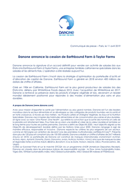 Danone Annonce La Cession De Earthbound Farm À Taylor Farms