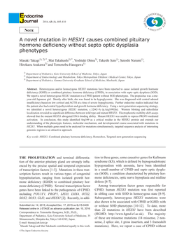 A Novel Mutation in HESX1 Causes Combined Pituitary Hormone Deficiency Without Septo Optic Dysplasia Phenotypes