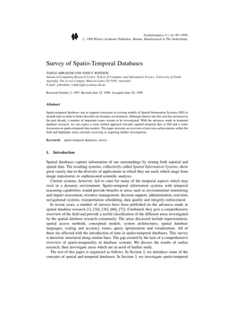 Survey of Spatio-Temporal Databases