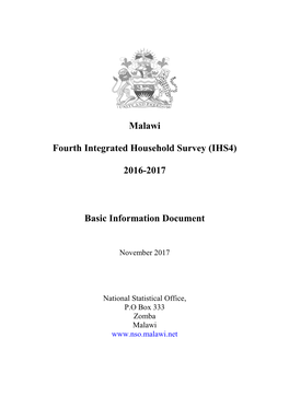 Malawi Fourth Integrated Household Survey (IHS4) 2016-2017 Basic Information Document
