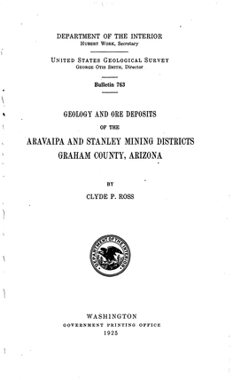 Aravaipa and Stanley Mining Disteicts Gkaham County, Arizona