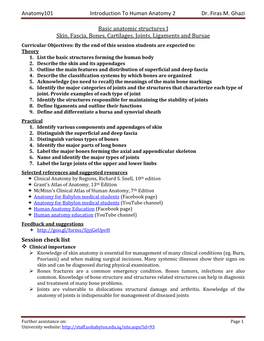 Anatomy101 Introduction to Human Anatomy 2 Dr. Firas M. Ghazi Basic