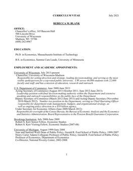 Rebecca Blank's CV