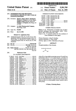 |||||||||||||III US005391785A United States Patent 19 11) Patent Number: 5,391,785 Jones Et Al