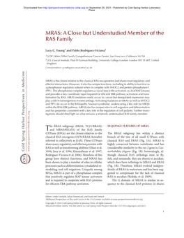 MRAS: a Close but Understudied Member of the RAS Family