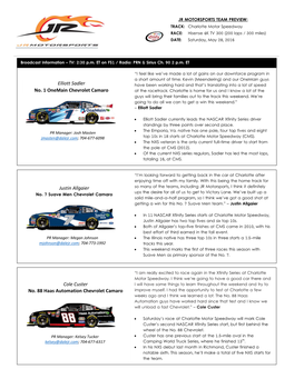 Elliott Sadler No. 1 Onemain Chevrolet Camaro Cole Custer No