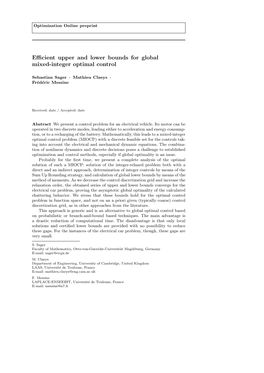 Efficient Upper and Lower Bounds for Global Mixed-Integer Optimal Control