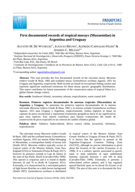 (Muraenidae) in Argentina and Uruguay