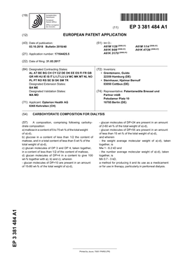 Carbohydrate Composition for Dialysis