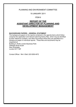 Report of the Assistant Director of Planning and Development Management