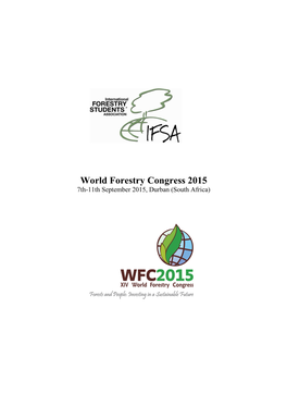 World Forestry Congress 2015 7Th-11Th September 2015, Durban (South Africa)