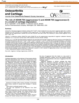 And ADAM-TS5 (Aggrecanase-2) in a Model of Cartilage Degradation M