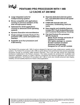 Pentium® Pro Processor with 1 Mb L2 Cache at 200 Mhz