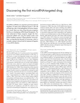 Discovering the First Microrna-Targeted Drug