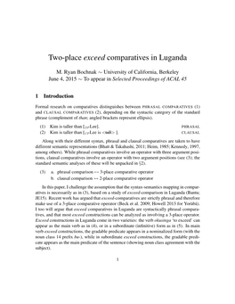 Two-Place Exceed Comparatives in Luganda