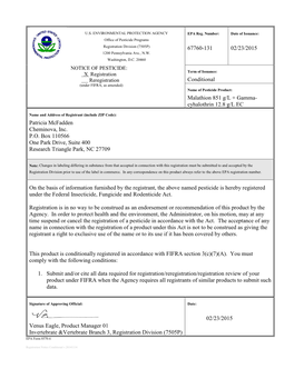 US EPA, Pesticide Product Label, Malathion 851 G/L + Gamma