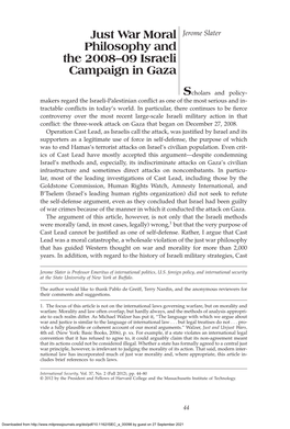 Just War Moral Philosophy and the 2008–09 Israeli Campaign in Gaza