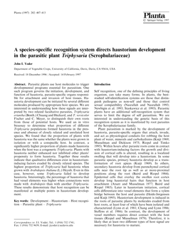 A Species-Specific Recognition System Directs Haustorium Development In