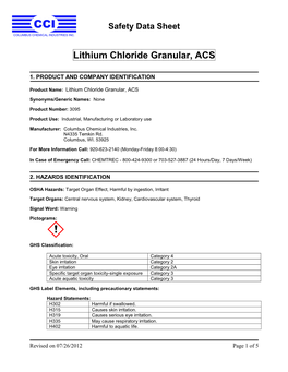 Lithium Chloride Granular, ACS