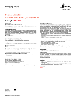 Living up to Life Special Stain Kit Periodic Acid Schiff (PAS) Stain