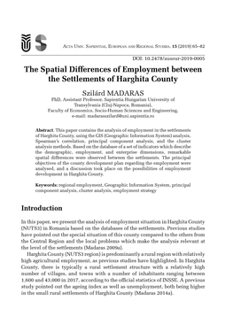 The Spatial Differences of Employment Between The