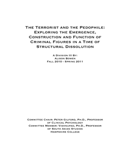 The Terrorist and the Pedophile: Exploring the Emergence, Construction and Function of Criminal Figures in a Time of Structural Dissolution