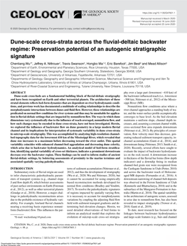 Dune-Scale Cross-Strata Across the Fluvial-Deltaic Backwater Regime: Preservation Potential of an Autogenic Stratigraphic Signature Chenliang Wu1*, Jeffrey A