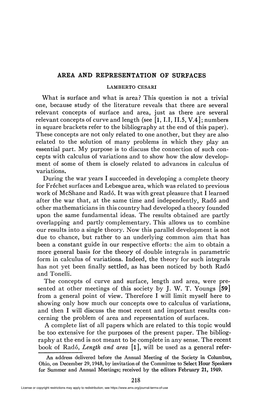 Area and Representation of Surfaces