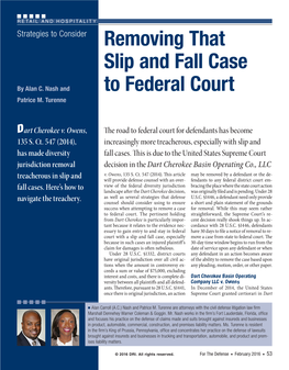 Removing That Slip and Fall Case to Federal Court