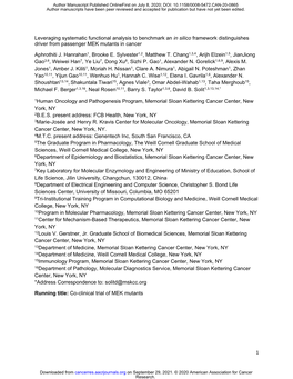 Leveraging Systematic Functional Analysis to Benchmark an in Silico Framework Distinguishes Driver from Passenger MEK Mutants in Cancer