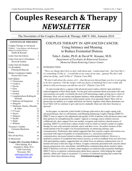Couples Research & Therapy NEWSLETTER