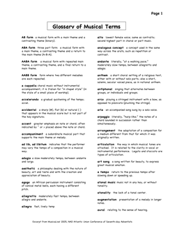 Glossary of Musical Terms