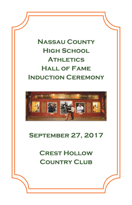 Nassau County High School Athletics Hall of Fame Induction Ceremony