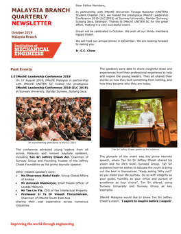 Malaysia Branch Quarterly Newsletter