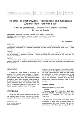 Records of Stratiomyidae, Pipunculidae and Conopidae (Diptera) from Northern Spain