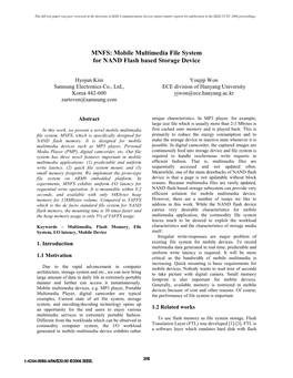 Mobile Multimedia File System for NAND Flash Based Storage Device