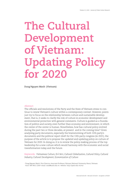 The Cultural Development of Vietnam: Updating Policy for 2020