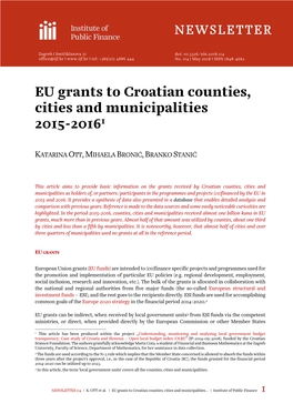 EU Grants to Croatian Counties, Cities and Municipalities 2015-20161