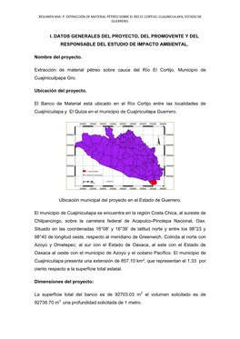 I. Datos Generales Del Proyecto, Del Promovente Y Del Responsable Del Estudio De Impacto Ambiental