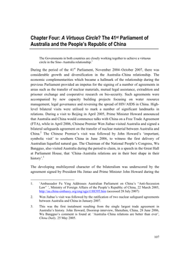 Chapter Four: a Virtuous Circle? the 41St Parliament of Australia and the People’S Republic of China