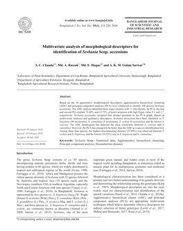 Multivariate Analysis of Morphological Descriptors for Encyclopedia of Flora and Fauna of Bangladesh, Vol