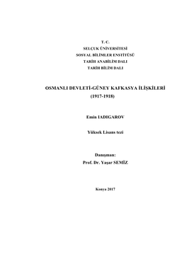 Osmanli Devleti-Güney Kafkasya Ilişkileri (1917-1918)