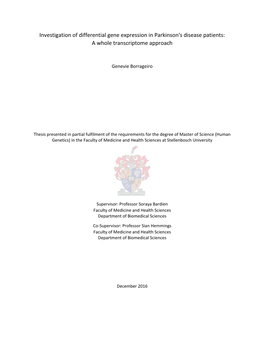 Investigation of Differential Gene Expression in Parkinson's Disease Patients: a Whole Transcriptome Approach