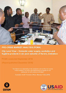 Domestic Water Supply, Sanitation and Hygiene Products in Six Poor Suburbs of Harare, Zimbabwe