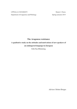 The Aragonese Resistance a Qualitative Study on the Attitudes and Motivations of New Speakers Of