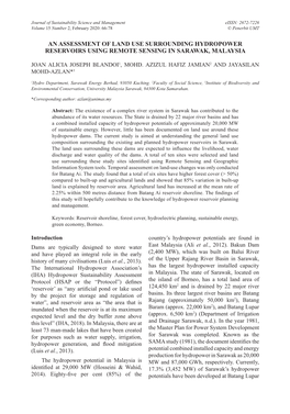 An Assessment of Land Use Surrounding Hydropower Reservoirs Using Remote Sensing in Sarawak, Malaysia