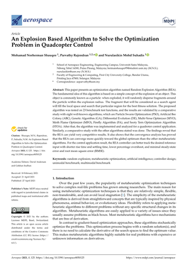 An Explosion Based Algorithm to Solve the Optimization Problem in Quadcopter Control