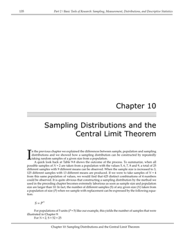 Chapter 10 Sampling Distributions and the Central Limit Theorem