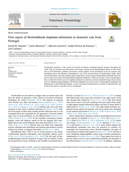 First Report of Neotrombicula Inopinata Infestation in Domestic Cats from Portugal T ⁎ David W